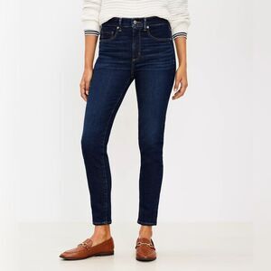 LOFT The Skinny Mid Rise Dark Denim Wash Stretch Jeans